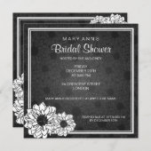 Elegantes Brautparty Dahlia Floral Black Einladung (Vorne/Hinten)