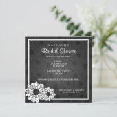 Elegantes Brautparty Dahlia Floral Black Einladung (Stehend Vorderseite)