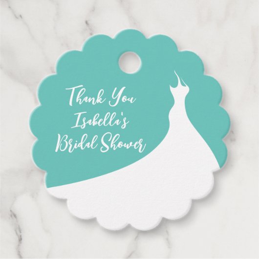 Elegantes Brautparty Danke Türkis Geschenkanhänger (Vorderseite)