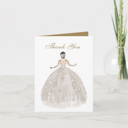 Elegantes Brautparty Dankeskarte (Vorderseite)