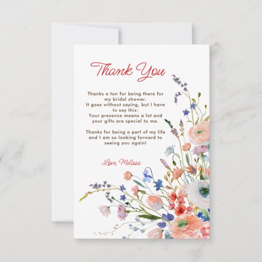 Elegantes Brautparty Dankeskarte (Vorderseite)