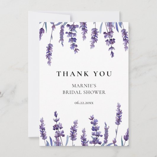 Elegantes Brautparty Dankeskarte (Vorderseite)