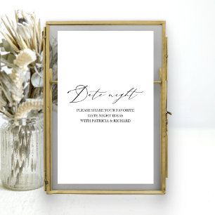 Elegantes Brautparty-Date-Night-Glas-Schild Poster