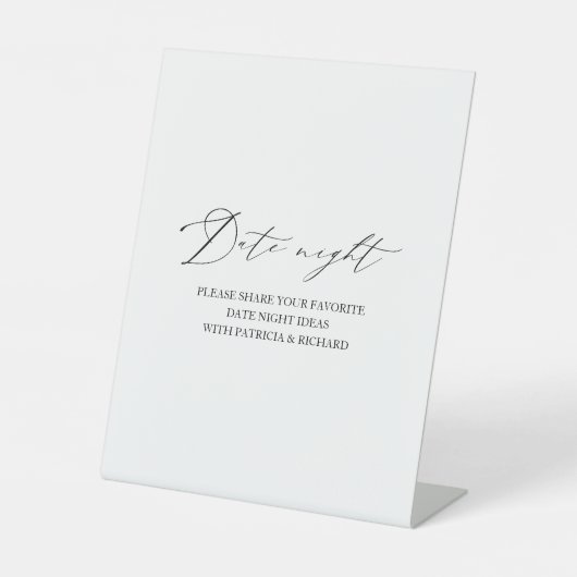 Elegantes Brautparty Date Night Jar Sign Sockelschild (Vorderseite)