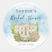 Elegantes Brautparty der Brunnen Tauben Blume Runder Aufkleber (Vorderseite)