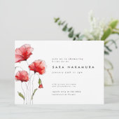 Elegantes Brautparty der modernen Roten Mohnblume Einladung (Stehend Vorderseite)