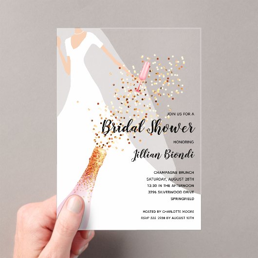 Elegantes Brautparty Dress and Veil Acryleinladungen (Insitu (Handheld))