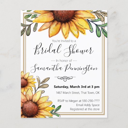 Elegantes Brautparty Einladung (Vorderseite)