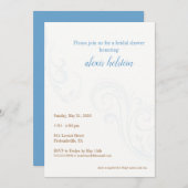 Elegantes Brautparty Einladung, Blau Einladung (Vorne/Hinten)