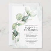 Elegantes Brautparty Eukalyptus Script Floral Einladung (Vorderseite)