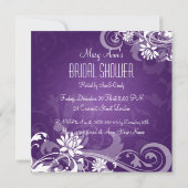 Elegantes Brautparty Flora Wirbel Lila Einladung (Rückseite)