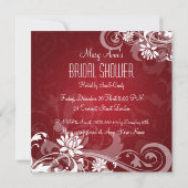 Elegantes Brautparty Flora Wirbel Rot Einladung (Rückseite)