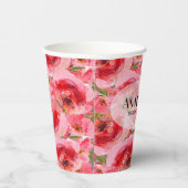 Elegantes Brautparty floraler Peonies Pappbecher (Rechts)