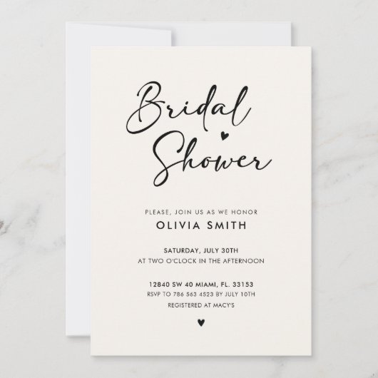 Elegantes Brautparty Foto Einladung (Vorderseite)