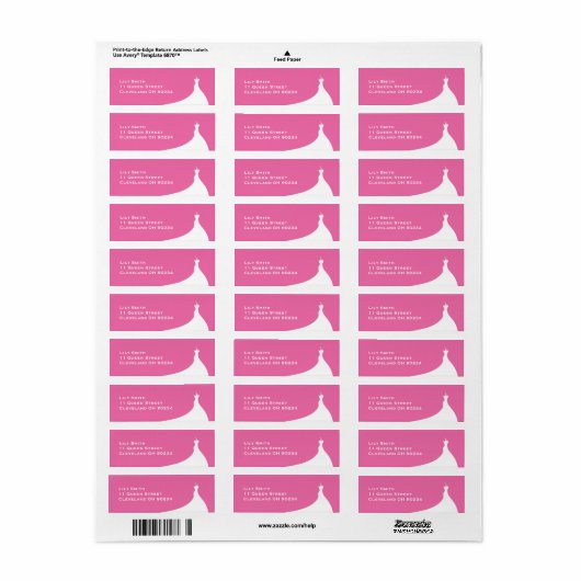 Elegantes Brautparty fuchsia Label (Vorne)