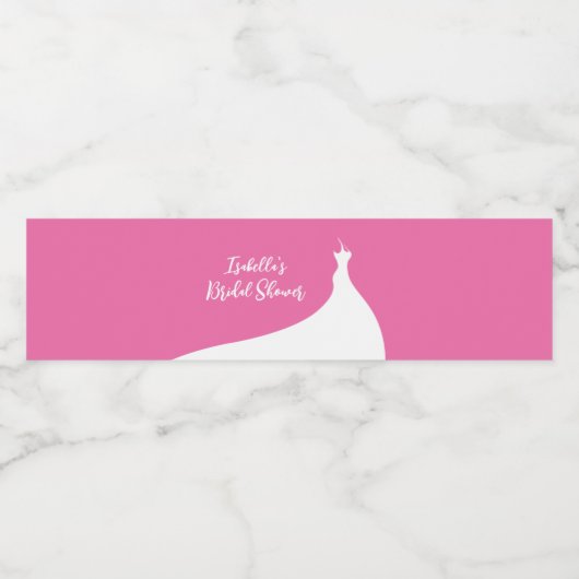 Elegantes Brautparty fuchsia Wasser Flasche Etiket Wasserflaschenetikett (Einzelnes Label)