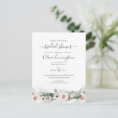 Elegantes Brautparty für Blumenschrift Einladungspostkarte (Stehend Vorderseite)