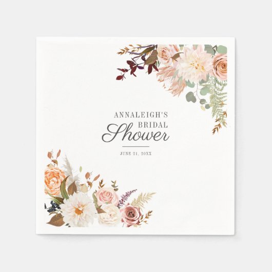 Elegantes Brautparty für Blumenschrift Serviette (Vorderseite)