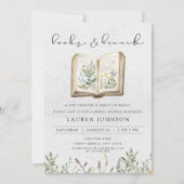 Elegantes Brautparty für Bücher und Brunch-Wildblu Einladung (Vorderseite)