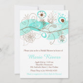 Elegantes Brautparty für die Drehung der Blumen in Einladung (Vorderseite)