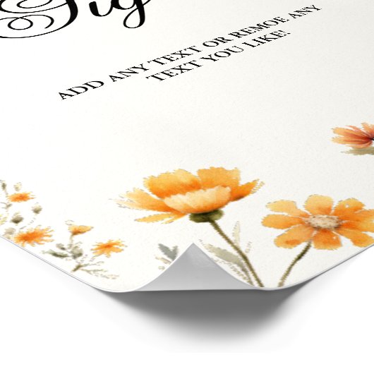 Elegantes Brautparty für die Wildblume Poster (Ecke)