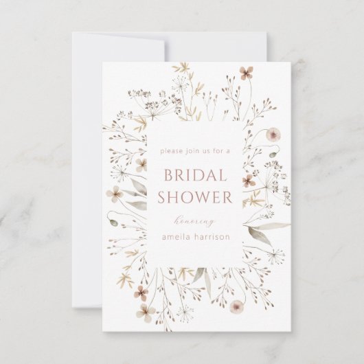 Elegantes Brautparty für die Wildblume von Blumenr Einladung (Vorderseite)