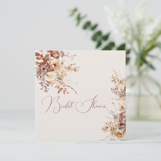 Elegantes Brautparty für einfache Blume Einladung (Stehend Vorderseite)