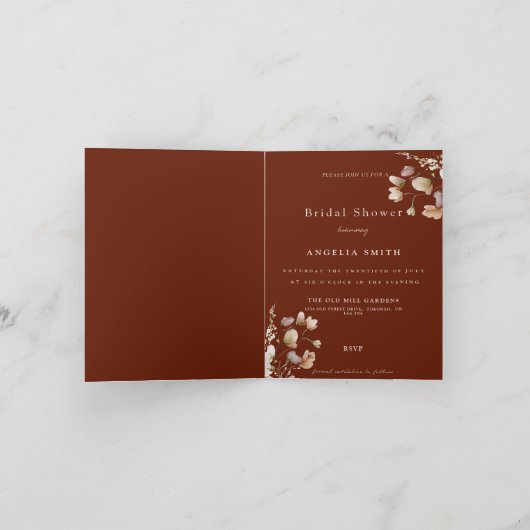 Elegantes Brautparty für einfache Blume Einladung (Innenseite)