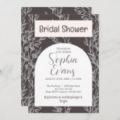 Elegantes Brautparty für Grau und Weiß-Blätter Einladung (Vorne/Hinten)
