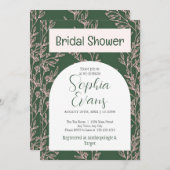 Elegantes Brautparty für grüne und rosa Blätter Einladung (Vorne/Hinten)