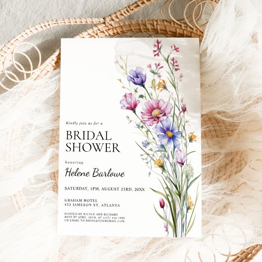 Elegantes Brautparty für moderne Wildblume Einladung