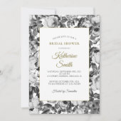 Elegantes Brautparty für Schwarz-weiße Rose Einladung (Vorderseite)
