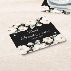 Elegantes Brautparty für Schwarz-weiße Rose Rechteckiger Pappuntersetzer