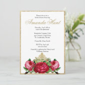 Elegantes Brautparty für Vintage Rose Einladung (Stehend Vorderseite)