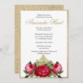 Elegantes Brautparty für Vintage Rose Einladung (Vorne/Hinten)