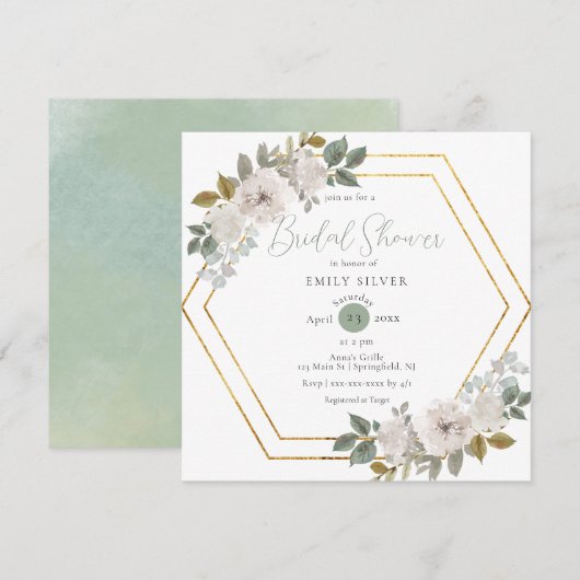 Elegantes Brautparty für Wasserfarben Einladung (Vorne/Hinten)