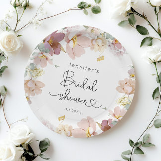 Elegantes Brautparty für Wildblumen Pappteller