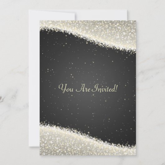 Elegantes Brautparty Glitzern Schwarz Einladung (Rückseite)