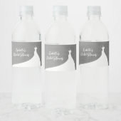 Elegantes Brautparty, graue Leinen Wasserflaschenetikett (Flaschen)