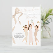 Elegantes Brautparty - Happy Bride & Bridesmaid Einladung (Stehend Vorderseite)