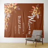 Elegantes Brautparty im Herbst Rost Floral Willkom Wandteppich (Beispiel (Horizontal))