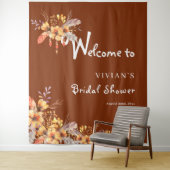 Elegantes Brautparty im Herbst Rost Floral Willkom Wandteppich (Beispiel)