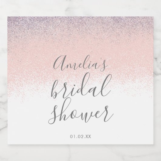 Elegantes Brautparty Imitate Ombré Glitzer Pink Alkoholflaschenetikett (Einzelnes Label)