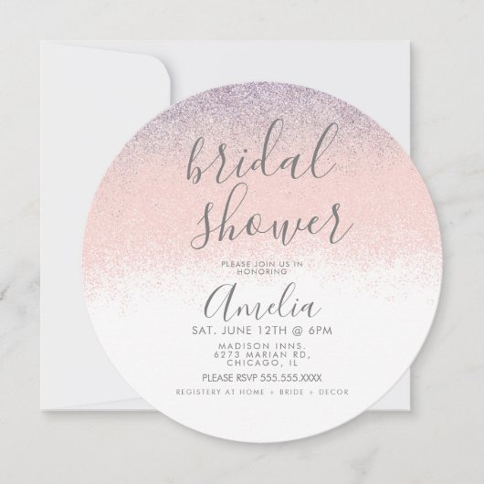 Elegantes Brautparty Imitate Ombré Glitzer Pink Einladung (Vorderseite)