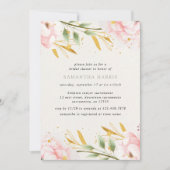 Elegantes Brautparty in Aquarellfarbe Rosa und Gol Einladung (Vorderseite)