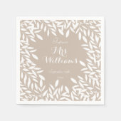 Elegantes Brautparty in Beige und Weiß Serviette (Vorderseite)