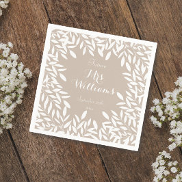 Elegantes Brautparty in Beige und Weiß Serviette