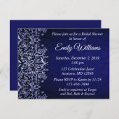 Elegantes Brautparty in Blau und Weiß Damaskus Einladung (Vorne/Hinten)