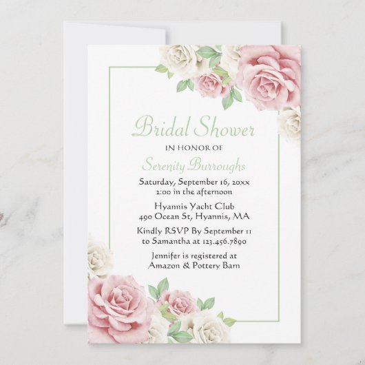 Elegantes Brautparty in Rosa Rosa Einladung (Vorderseite)