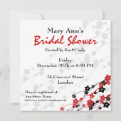 Elegantes Brautparty Japanische Blume Rot Einladung (Rückseite)